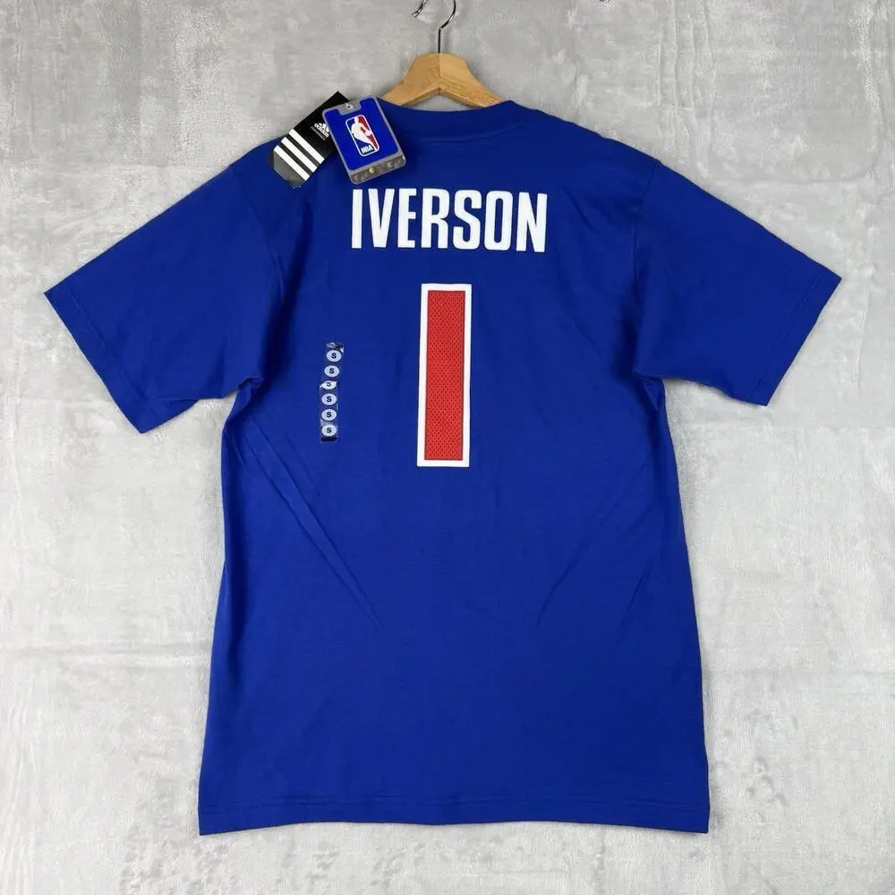 NWT Adidas NBA Detroit Allen Iverson #1 Jersey T-Shirt Size S ‘Dead Stock’ 2000s